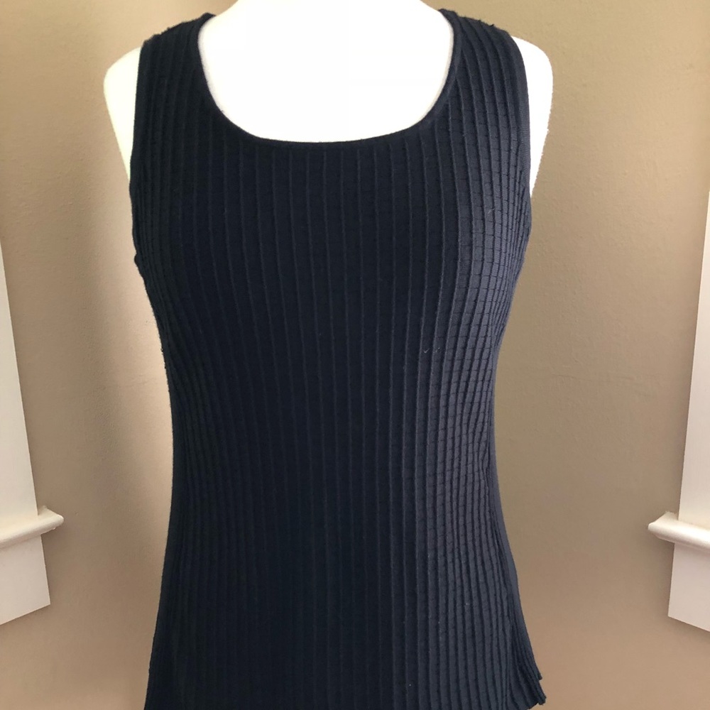 Roz & Ali Waffle Weave Long Sleeveless Sweater L